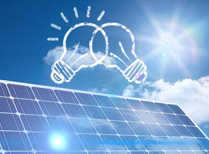 lightbulb graphic with solar panel